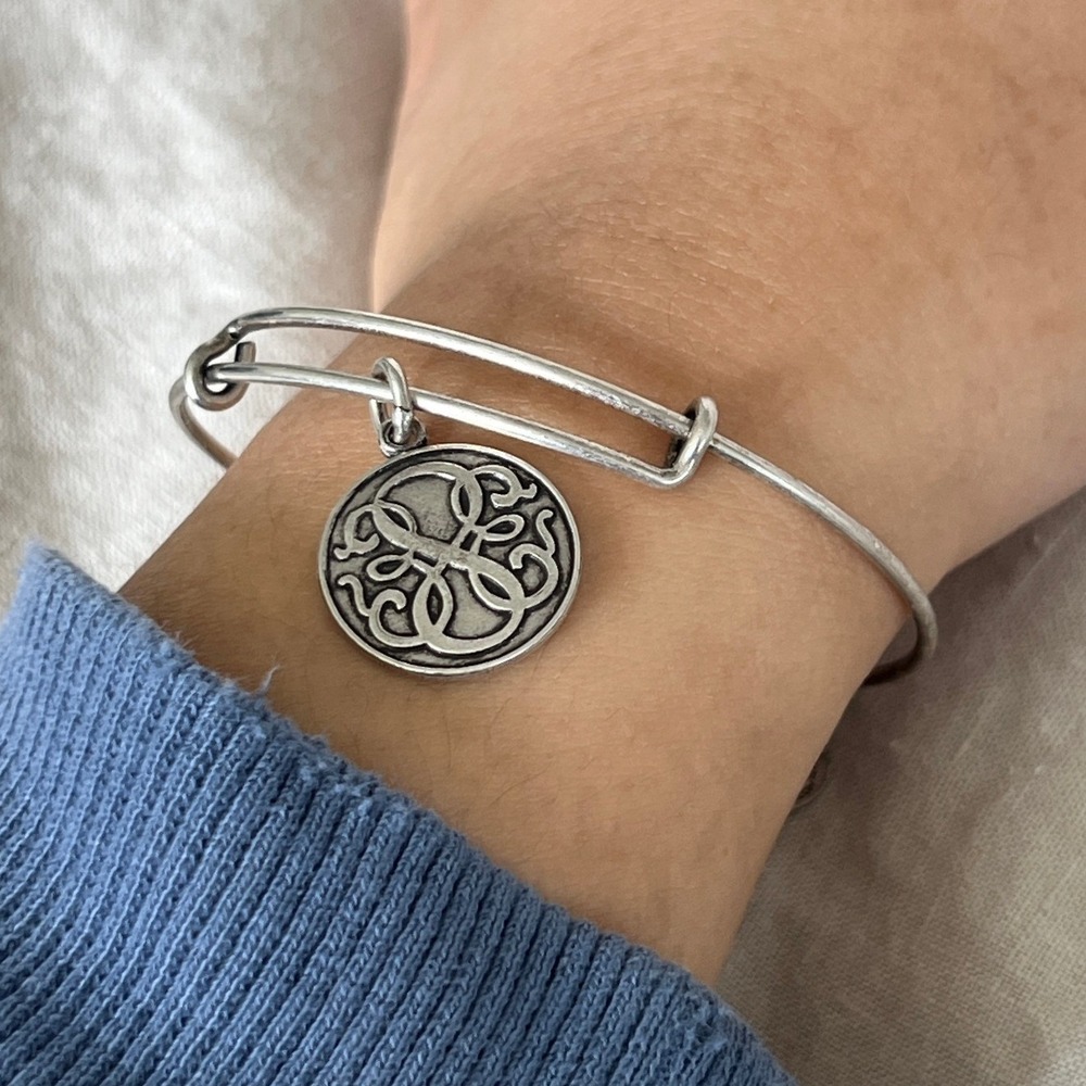 Alex and Ani Silver Celtic Knot Charm Bangle Bracelet Stackable Boho Minimalist